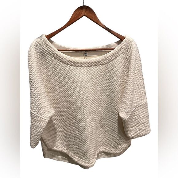 Max Studio Women's M Cream Waffle Knit Scoop Neck Tunic Top - Picture 1 of 8